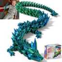 24 Inch 3D Printed Articulating Dragon - Giant, Long, and Extra Large Dragon Figure for Home Decor and Gifts (Blue Green, 24 inch)