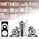 Metal Bicycle Bookend, Bike Bookends, Bicycle Bookends Pair in Metal, Bike Book Ends for Shelves, Heavy Book Supports, Book Organizer, Black Book Holders for Home Office
