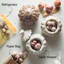 Ceramic Garlic Keeper with Lid and Holes Garlic Saver and Storage Framhouse Decor Keep Gralic Cloves Dry and Fresh, Grey
