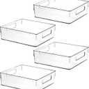 Clear Plastic Storage Bins, Pantry Organizers and Storage, Kitchen Organization and Storage Containers Bins for Organizing, Fridge, Freezer, Bathroom, Pantries, Medicine Cabinet Organizer Bin