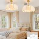 Boho Ceiling Fans with Lights,Flower Chandelier Ceiling Fan with Light and Remote ControlRattan Coastal Fandelier for Bedroom, Living Room,Foyer(26 Inch,6 Speed, Timing Adjustable Height)