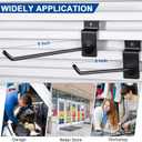 Moxweyeni 100 Pack Slatwall Hooks Panel Display Hooks Slat Board Peg Accessories Heavy Duty Hanging Shelf Brackets Metal Hangers for Garage Shop Retail Display(6 and 8 Inch,Black)