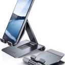 Lamicall Aluminum Metal Adjustable Cell Phone Stand Desk - Heavy Duty Aluminum Metal Foldable Desktop Phone Holder, Cradle, Dock, for iPhone 16 15 14, Plus, Pro, Pro Max, 13 12 X XS,4-11'' Phone Grey