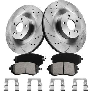Front Brake Pads And Rotors Kit Compatible With 2005-2012 Subaru Outback, 2009-2010 Forester, Automotive Replacement Brake Kits 31407 D929-7830 Drilled And Slotted Rotors 293.4mm(11.6in)