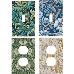 Decorative Art Light Switch Covers,1 Gang Single Duplex Outlet,Wall Plate,Switchplate Electrical Faceplate,Morris,(4PACKS)