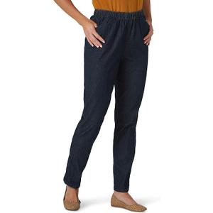 Chic Classic Collection Women's Stretch Elastic Waist Pull-On Legging Pant, (Size 10P, Dark Shade Denim)
