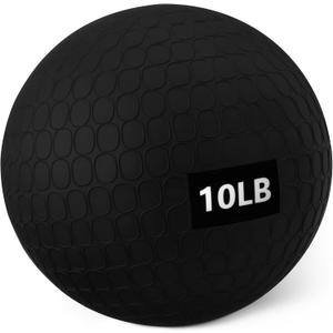 Heavy-Duty Slam Medicine Ball for Exercise, Weighted Design, 10lb, Black