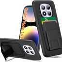 Compatible for Xiaomi Redmi Note 14 Pro 4G (Not 5G) Phone Case, Folding Card Holder/ Slots Kickstand/Stand Wallet Silicone TPU Silim Fit Protective Cover Case for Redmi Note 14 Pro 4G 2025 - Black