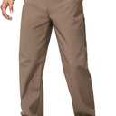 Men's Warm Windoproof Winter Fleece Lined Pants Hiking Expandable Waist Softshell Snow Ski Pants Brown 32w/30 L