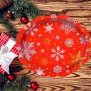 2 x Treasure Cove Christmas Snowflake Oval Paper Plates Large Disposable Red Christmas Plates Winter Snowflake Platters Tableware Decor for Xmas Holiday New Year Party Supplies 24Pcs 10" x 12"