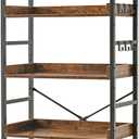 HCHQHS Adjustable 5 Tier Open Bookcase, Rustic Farmhouse Book Shelves, Industrial Wood and Black Metal Bookshelves, Mid Century Bookcase for Home Office Living Room Bedroom