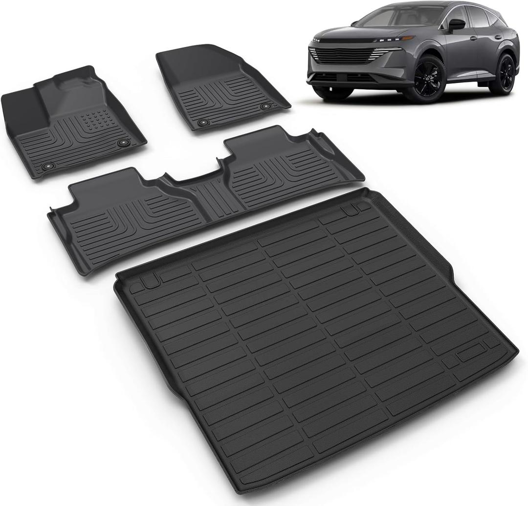 All Weather Car Floor Mats & Cargo Liner Set Fit for Nissan Murano 2025-2026 All Weather Protection TPE Automobile Floor Liners Trunk Mats Full Custom Set Accessories
