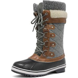 DREAM PAIRS Women's Mid-Calf Waterproof Winter Snow Boots MONTE_02 (9, Black/Grey)