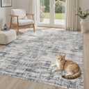 Area Rug for Living Room: 5x7 Washable Neutral Abstract Modern Soft Rugs Non Slip Indoor Floor Stain Resistant Carpet for Bedroom Dining Room Office Nursery - Gray (Grey)