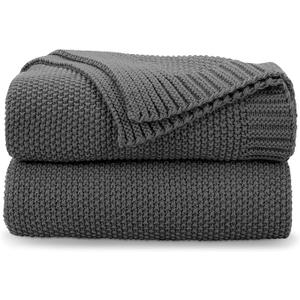 CozeCube Dark Grey Throw Blanket for Couch, Soft Cozy Cable Knit Throw for Bed Sofa Living Room, Lightweight Warm Decorative Farmhouse Christmas Blanket, 60"x80", Charcoal Grey