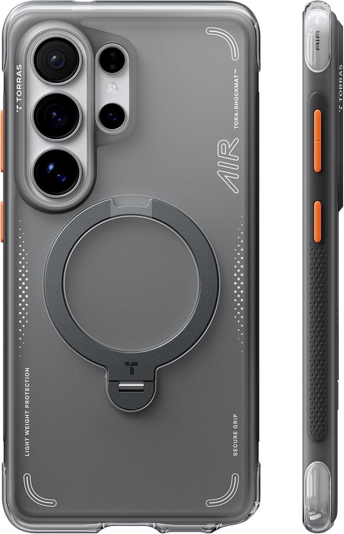 TORRAS Ostand Q3 Air for Samsung Galaxy S26 Ultra Case with 360 Magnetic Stand, Fit for MagSafe, Airbag Cushion, Mil-Grade Drop Tested, Shockproof Phone Case for S26 Ultra 6.9", Shadow Black