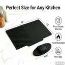 Silicone Dish Drying Mat Set： Non-Slip Drain Pad, Dish Drying Pad,Used for Kitchen Mat，Under Sink Mat Or Drawer Liners；Hanging Large Silicone Mat (17" X 13", Black)