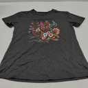 Women's Boho Flower T Shirt Vintage Flowers Printed Shirt Colorful Wildflower Graphic Tee Casual Botanical Short Sleeve (Medium, Dark Grey-2)