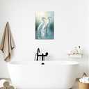 SWQYLB White Heron Wall Decor Egret Wall Art Coastal Bird Canvas Art Prints Heron Bathroom Decor Beach Seashore Picture Framed Home Decor (12" x 18")