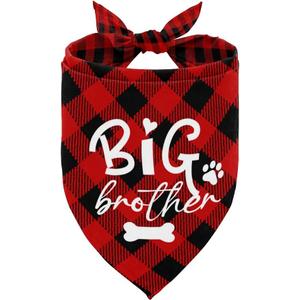 Dog Bandana, Big Brother Dog Bandana, Dogs Muffler Classical White Printing, Doggy Muffler Pet Scarf, Pet Baby Announcement Plaid Scarf Gender Reveal Accessories, for Small Medium Large 03
