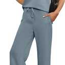 Glamaker Women's 2 Piece Outfits Summer Sleeveless Tops Wide Leg Pants Lounge Set Sweatsuits Tracksuits with Pockets (Large, Grey Blue)