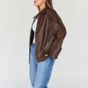 Trendy Queen Womens Leather Jacket, Oversized Going Out & Everyday Statement Piece, Bomber Jacktes Moto Coat (Brown, XS)