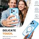 for iPhone 17 Pro Case with Magnetic Invisible Stand [Compatible with MagSafe] Military Drop Protection Shockproof Slim Translucent Skin-Touch Case Cover Light Blue