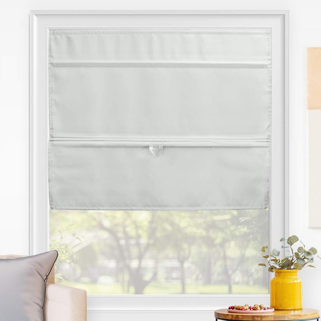 CHICOLOGY Roman Shades for Windows, Window Shades for Home, Roman Shades, Window Treatments, Room Darkening Shades, Roman Window Shades, 39" W X 64" H, Runway Grey (Light Filtering)