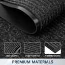 Front Door Mat, 72" x 36" Heavy Duty Indoor Outdoor Doormat, Non-Slip Welcome Mats for Entryway, Rubber Backing Low Profile Commercial Door Mats, Black Stripe