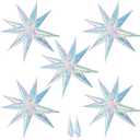 62Pcs Explosion Star Balloon Spike Foil Balloon for Wedding Birthday Bachelorette Party Decorations, Iridescent