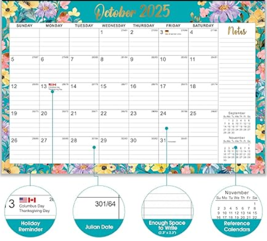 2 pcs Desk Calendar 2026 Large 22" x17", AgePlace Wall Calendar 2025-2026 Covers July 2025 - December 2026, Office Supplies Desktop Monthly Calendar for Home Classroom School & Office Or teacher Gifts (LG-OSF)