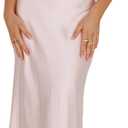 2025 Satin One Shoulder Maxi Dress for Women Summer Silk Formal Elegant Backless Ruffle Sleeveless Wedding Guest Dresses (Small, Pink)