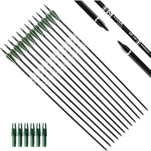 TIGER ARCHERY 30Inch Carbon Arrow Practice Hunting Arrows with Removable Tips for Compound & Recurve Bow(Pack of 12)