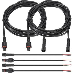 PATIKIL 9.84Ft 2 Pin Extension Cable Wire, 2 Set 22AWG Waterproof IP67 Extension Cord with 7.87" Male Female Connector kit for Boat Car Truck Indoor/Outdoor Solar LED Strip Light, Black