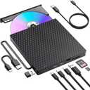 External CD/DVD Drive for Laptop, DVD Player for Laptop, 8 in 1 USB 3.0 Ultra-Slim Portable, CD Burner External Disk Drive Optical Compatible with Desktop Mac,Windows 11/10/8/7 Linux