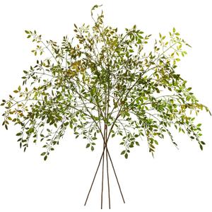 Ttranewsoo 4Pcs Artificial Greenery Stems, 43.3" Nandina Branches Tall Faux Plant Stems for Vase, Greenery Decor Stems Leaves Bunches for Shop Garden Office Home Dcor,Orange