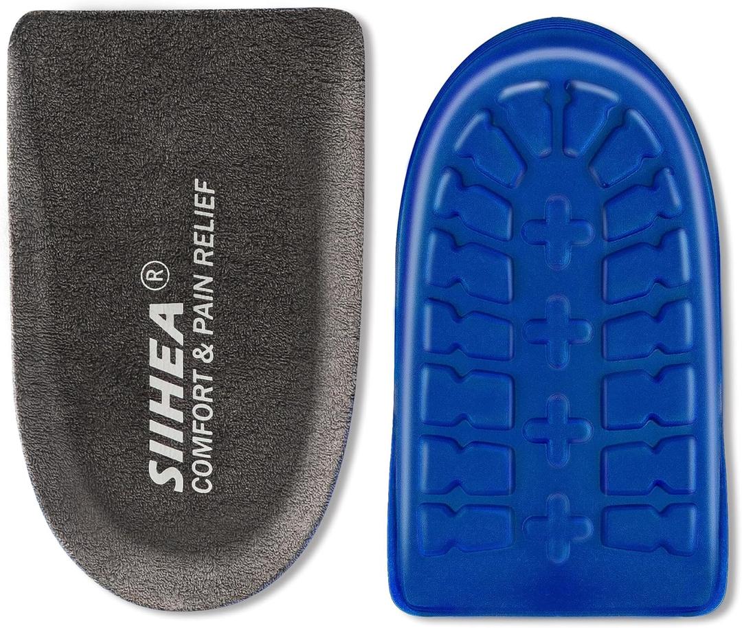 1/2 inch Heel Pads Cushions for Shock Absorption, Heel Lifts Inserts Supports for Plantar Fasciitis, Spur Relief, Shoe Lifts Cups for Achilles Tendonitis, Height Increase (Medium)
