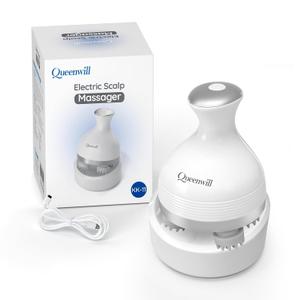 Electric Scalp Massager, Cordless Hair Scalp Massager Portable Head Scratching Massager with 4 Modes Vibration Comb for Hair Growth, Deep Cleansing and Stress Relaxation (White)