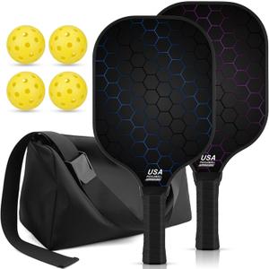 T300 Carbon Fiber Pickleball Paddles Set of 2 Lightweight Pickle Ball Rackets Indoor Outdoor Games Equipment Sports Accessories Gifts
