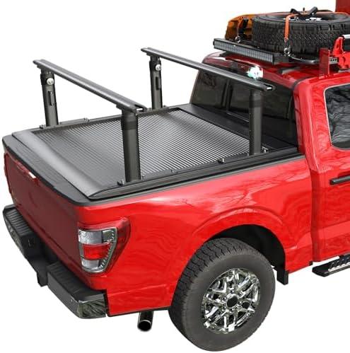 Ladder Rack for Truck, 800 LBS Capacity Truck Bed Rack, 19"-25" Height-Adjustable Aluminum Truck Ladder Racks, Fit for Ford F150/Ram 1500/Chevy Silverado/Sierra