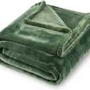 SOCHOW Flannel Fleece Blanket Throw Size, All Season Super Soft Cozy Blanket for Bed or Couch, Olive Green, 50x60 inches
