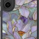 DEENAKIN for Samsung Galaxy S23 Case Cute, Aesthetic Floral Hard Shell, Compatible with Magsafe, Trendy Unique Retro Western Protective Slim Phone Cover for Women Girls, Blooming Purple Lotus