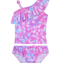 Girls Tankini Swimsuit Two Piece Bathing Suit Colorful Toddler Kids Ruffle Swimwear Adjustable Strap Summer Beach 4-5 Years