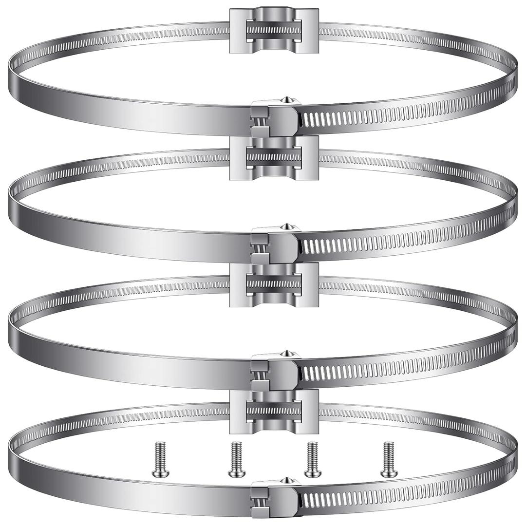 Oudain 4 Pack Sign Mounting Bracket for Larger Adjustable Pole Clamp Road Street Sign Band Clip 4 to 15" Metal Street Mounting Hardware Propane Tank Bracket for Round Square Telephone Pole Rod
