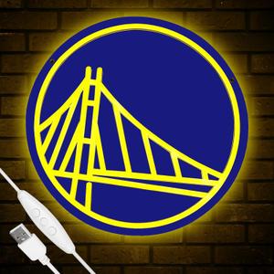 Basketball Team Neon Sign, Sport Light Up Dimmable Golden State Basketball Team Logo Hanging USB Powered Led Neon Sign for Wall Decor, Bedroom, Man Cave, Party, Birthday Christmas Gift for GS Fans
