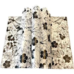 150pcs Summer Black and White Floral Wax Paper Sheets Sandwich Wrapping Paper, Greaseproof Wrap Parchment Papers Air Fryer Disposable Liner Food Basket Liners for Outdoor Picnic, 25*22cm