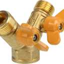 Mxfans 2 Way Natural Gas Splitter Solid Brass Y Shape 601 Steel Shank Gas Single Port Valve Threaded Connector for BBQs and Outdoor Fireplaces