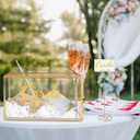 Glass Wedding Card Box with Lock, 12.6x5.9x9 inches Large Gold Card Boxes for Wedding Reception, Keepsake Display, Graduation, Party Centerpiece Decorative Box