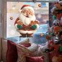 Christmas Window Clings for Glass 1 Sheet Santa Window Decals with Gingerbread Man Designs Window Stickers Cute Windows Cling for Winter Party Supplies Home School Office Glass Decorations