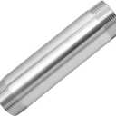 304 Stainless Steel SCH40 Nipple Pipe Fitting, 2" NPT x 2" NPT Male Thread, 6" Long Coupling Connector, 1pc